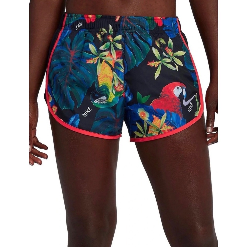 Nike Dri-FIT Tempo Tropical Parrot and Floral Print Running Athletic Shorts M